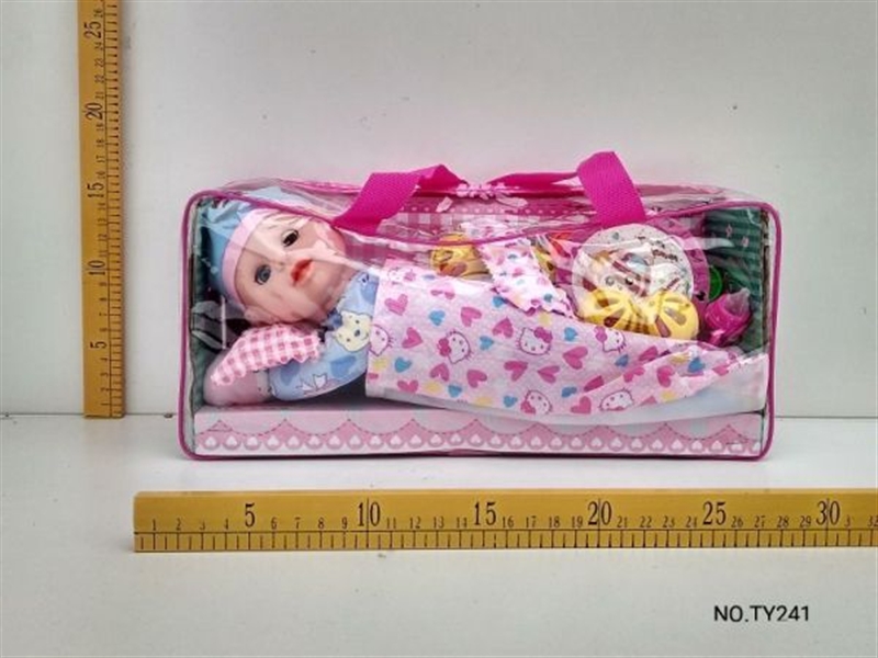14寸四声男棉身睡娃摇铃套装,红蓝两色 - HP1133804