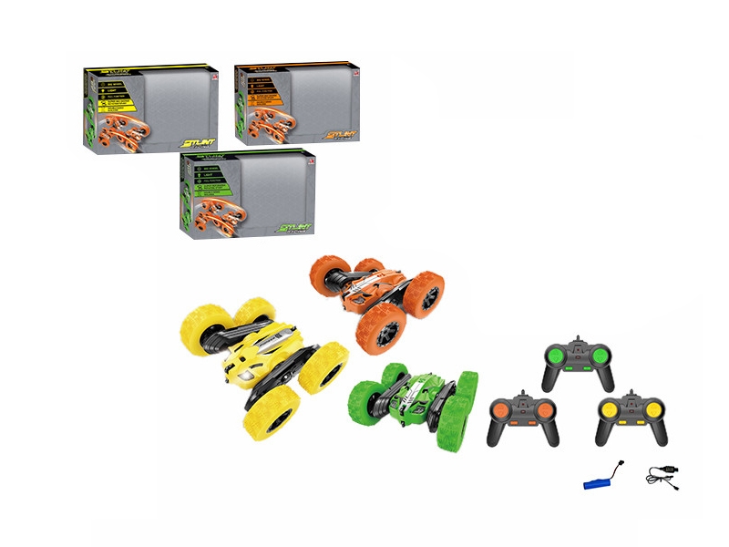 4 FUNCTION R/C STUNT CAR W/LIGHT & USB,INCLUDED BATTERY,ORANGE/GREEN/YELLOW - HP1133810