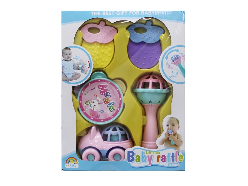 2PC BABY CHEWABLE TOY & 3PC BABY RATTLE - HP1134229
