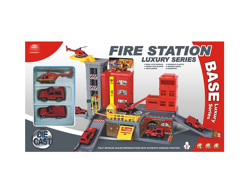 PARKING LOT W/ 2 PCS FREE WHEEL DIE CAST  CAR+1PC FREE WHEEL DIE CAST PLANE - HP1134377