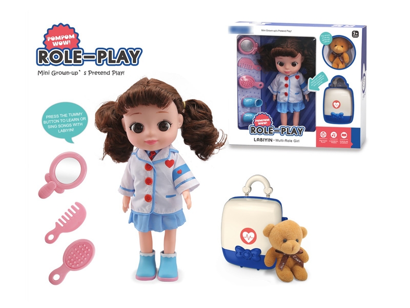 34CM RUBBER DOLL W/MUSIC & DOCTOR SET - HP1134412