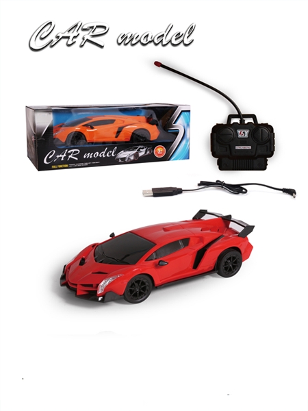 1:16  4 FUNCTION  R/C  CAR W/LIGHT RED & ORANGE INCLUDED BATTERY - HP1135296