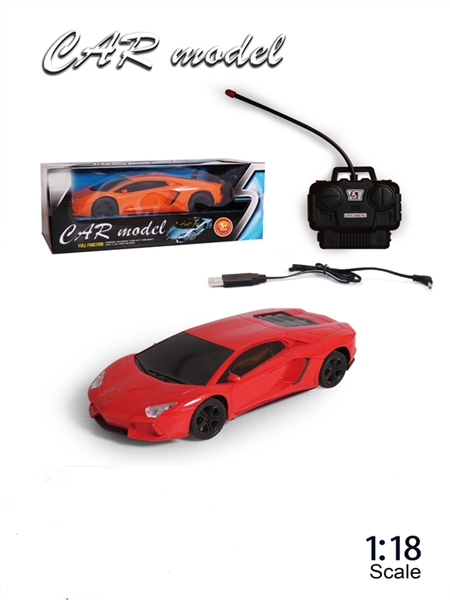 1:18  4 FUNCTION R/C  CAR W/LIGHT RED & ORANGE INCLUDED BATTERY - HP1135304
