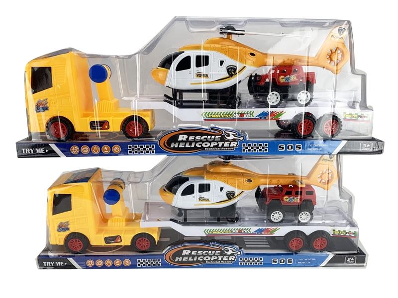 FRCITION TRUCK W/PULL BACK HELICOPTE & FREE WAY CAR,2ASST - HP1135771