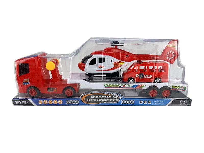 FRCITION TRUCK W/PULL BACK HELICOPTE & FREE WAY CAR - HP1135772