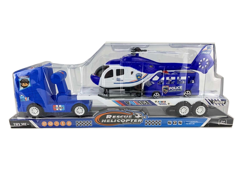 FRCITION TRUCK W/PULL BACK HELICOPTE & FREE WAY CAR - HP1135773