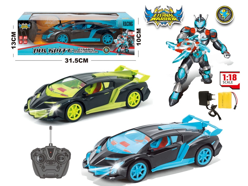 1:18 4 FUNCTION R/C CAR W/LIGHT,INCLUDED BATTERY BLUE/GREEN - HP1136811