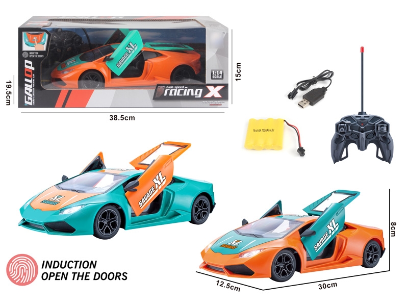 1:14 4CH R/C CAR W/DOOR CAN OPEN INCLUDED BATTERY，GREEN/ORANGE - HP1136817