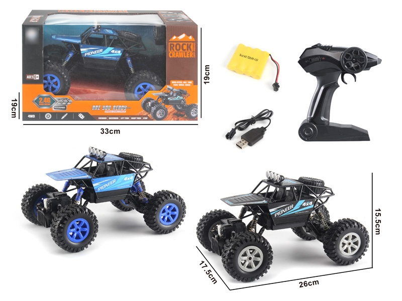 1:16 4 FUNCTION R/C DIE CAST CAR INCLUDED BATTERY，BLACK/BLUE - HP1136818