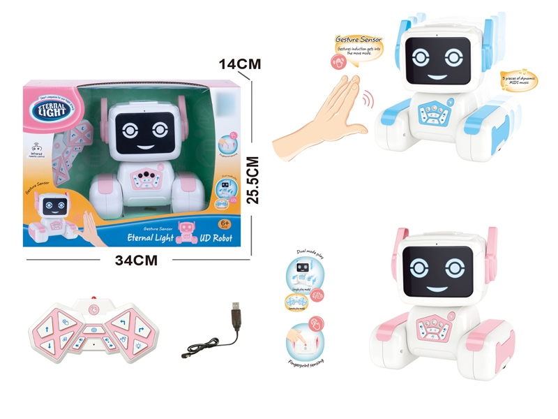 R/C ROBOT W/FINGERPRINT SENSOR & PROGRAMME & LIGHT & MUSIC,INCLUDED BATTERY，PINK/BLUE - HP1136822