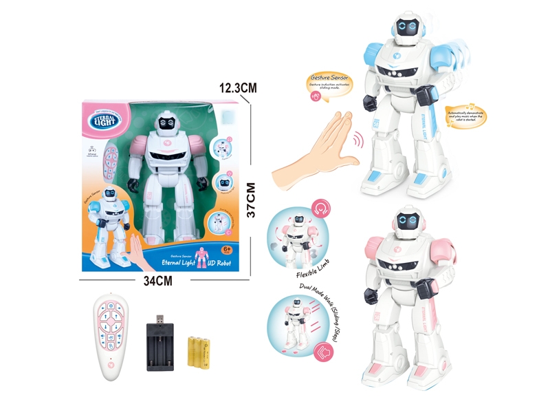 R/C ROBOT W/FINGERPRINT SENSOR & PROGRAMME & LIGHT & MUSIC,INCLUDED BATTERY，PINK/BLUE - HP1136823