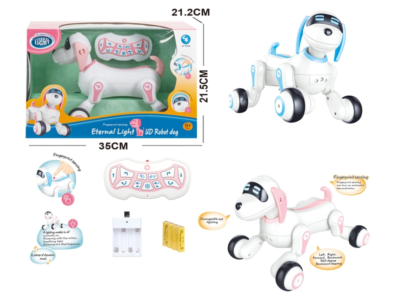 R/C DOG  W/FINGERPRINT SENSOR & PROGRAMME & LIGHT & MUSIC,INCLUDED BATTERY，PINK/BLUE - HP1136825