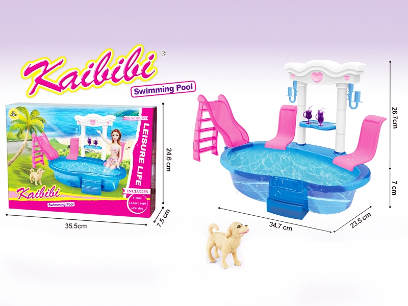 SWIMMING POOL W/JUICE CUPS & PET DOG - HP1138003