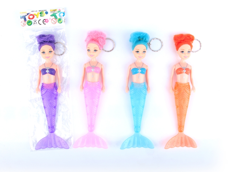 19.5CM MERMAID W/KEY CHAIN & LIGHT & INCLUDED BATTERY,ORANGE/PURPLE/PINK/BLUE - HP1138453
