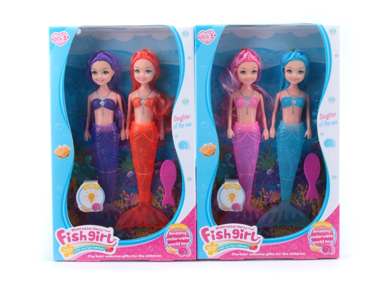 19.5CM MERMAID W/LIGHT & ACCESSORIES & INCLUDED BATTERY,2PCS/2ASST - HP1138468