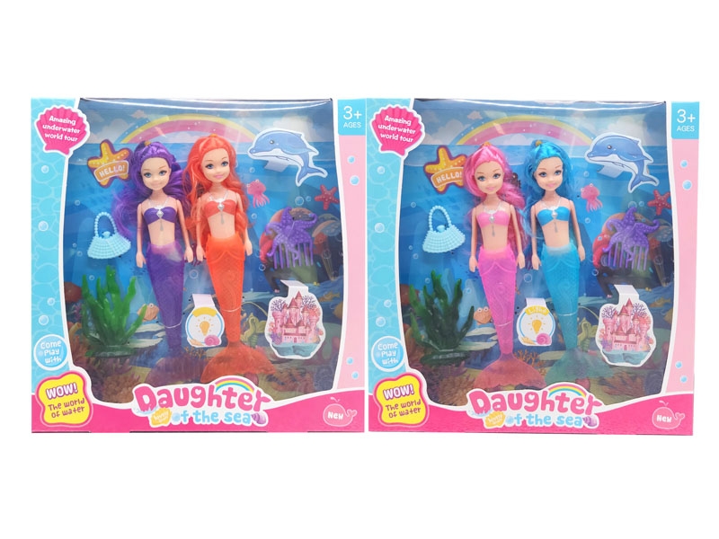 19.5CM MERMAID W/LIGHT & ACCESSORIES & INCLUDED BATTERY,2PCS/2ASST - HP1138476