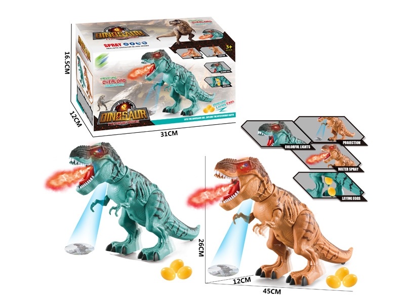 B/O DINOSAUR W/LIGHT & SOUND & PROJECTION & WALKING & SPRAY & LAY EGGS &,BROWN/BLUE - HP1139806