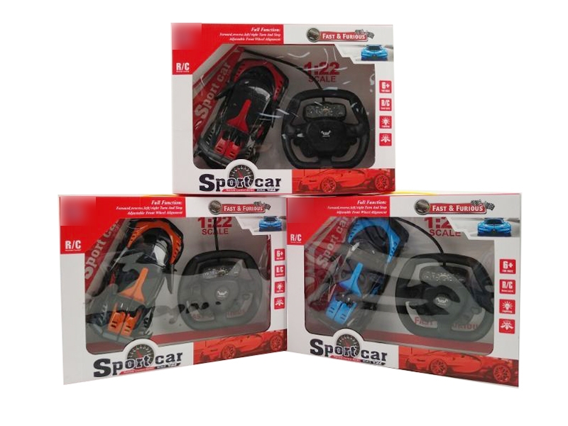 1:22 5 R/C CAR W/STEERING WHEEL & USB,RED/ORANGE/BLUE，INCLUDED BATTERY - HP1139862