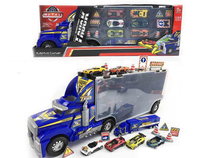FREE WAY TRUCK W/FREE WAY DIE CAST CAR & LIGHT & MUSIC - HP1139994