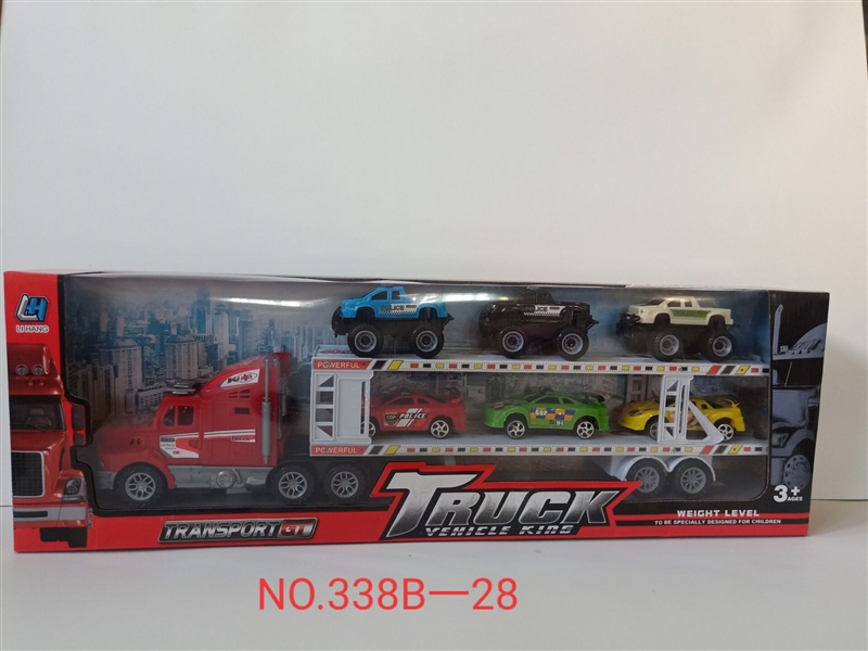 FRCITION TRUCK W/6 FREE WAY CARS,RED/YELLOW/BLUE - HP1141873