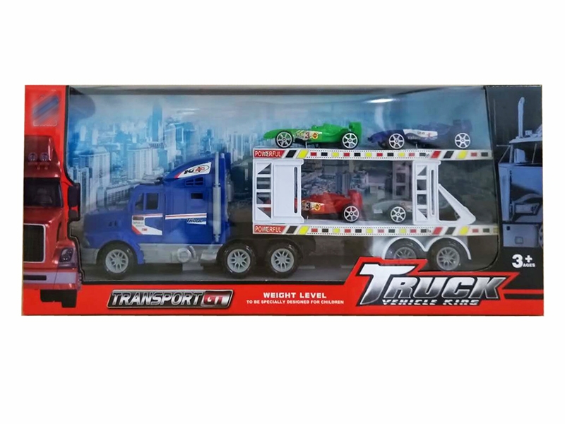 FRCITION TRUCK W/4 FREE WAY CARS,RED/YELLOW/BLUE - HP1142256