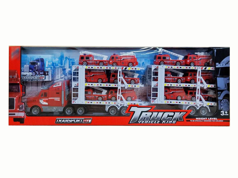 FRCITION TRUCK W/12 FREE WAY CARS,RED/YELLOW/BLUE - HP1142269