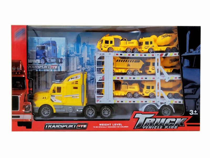 FRCITION TRUCK W/6 FREE WAY CARS,RED/YELLOW/BLUE - HP1142287