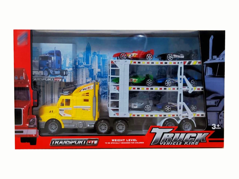 FRCITION TRUCK W/6 FREE WAY CARS,RED/YELLOW/BLUE - HP1142289