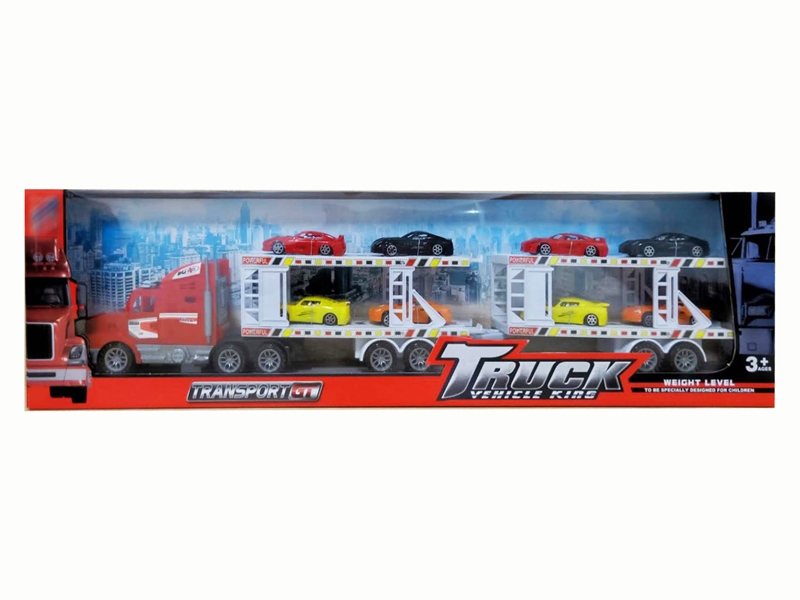 FRCITION TRUCK W/8 FREE WAY CARS,RED/YELLOW/BLUE - HP1142290