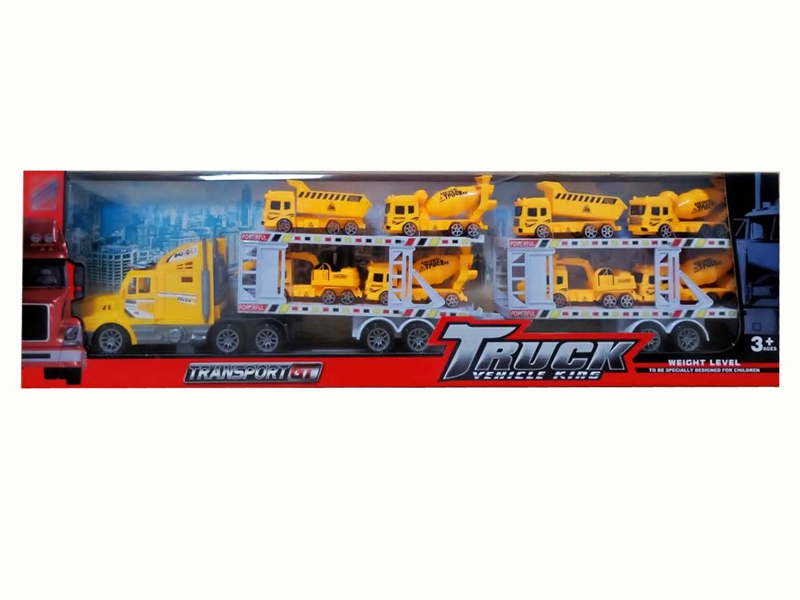 FRCITION TRUCK W/8 FREE WAY CARS,RED/YELLOW/BLUE - HP1142292