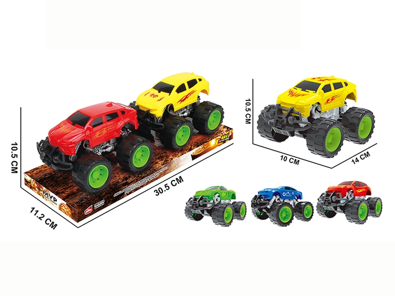 FRICTION CAR 4ASST,RED/BLUE/YELLOW/GREEN,2PCS - HP1142356