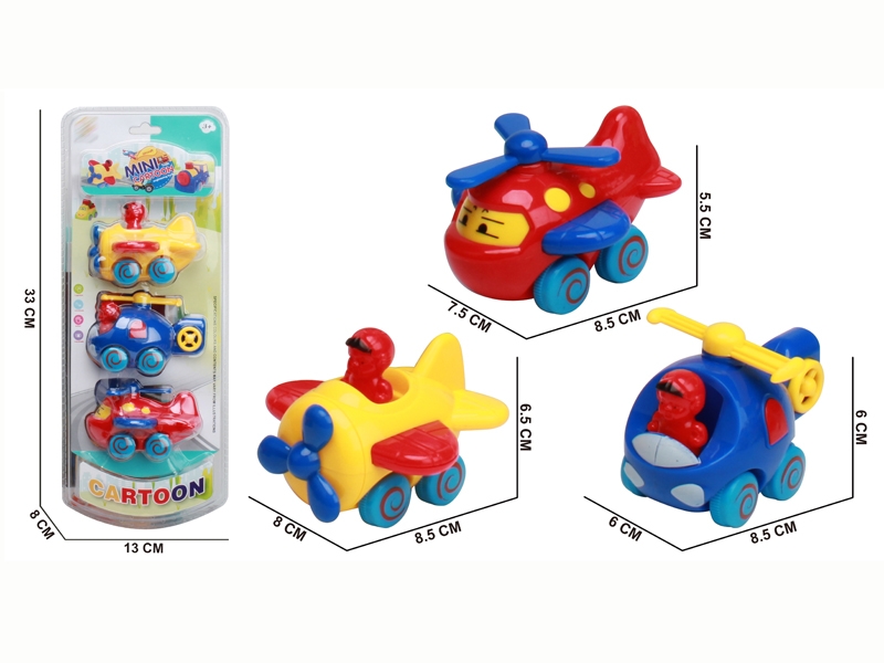 PULL BACK CARTOON PLANE 3PCS - HP1142362