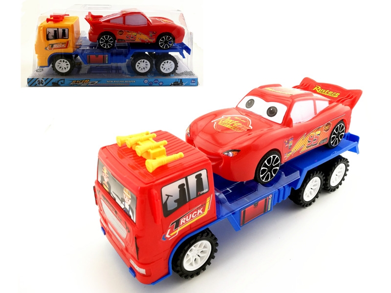 FRICTION TRUCK W/FRICTION CAR,RED/YELLOW - HP1142617