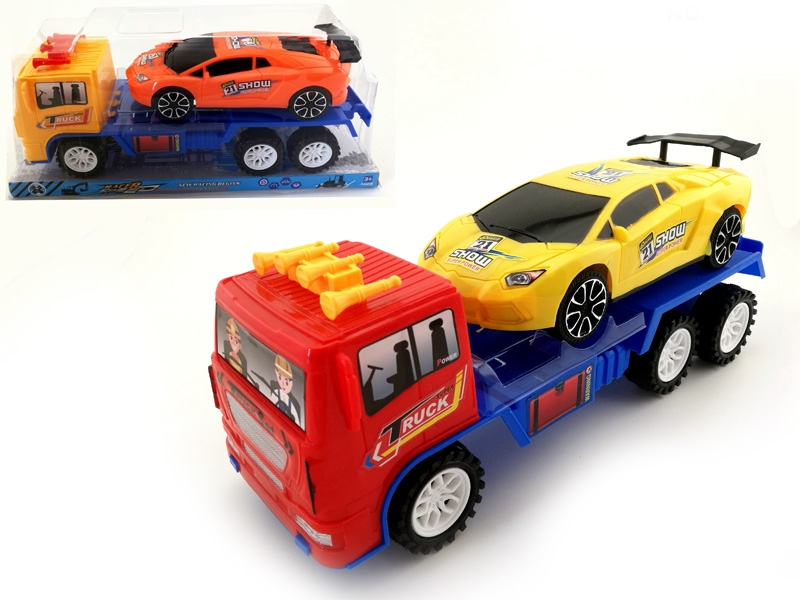 FRICTION TRUCK W/FRICTION CAR,RED/YELLOW - HP1142618