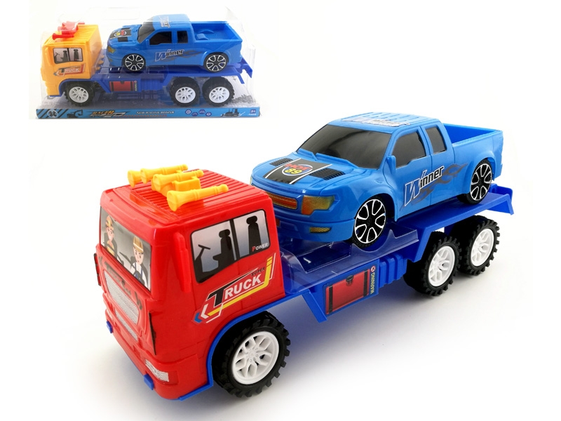 FRICTION TRUCK W/FRICTION CAR,RED/YELLOW - HP1142619