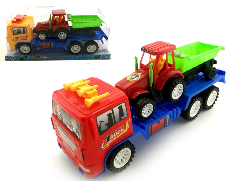 FRICTION TRUCK W/PULL LINE FARMER CAR,RED/YELLOW - HP1142622