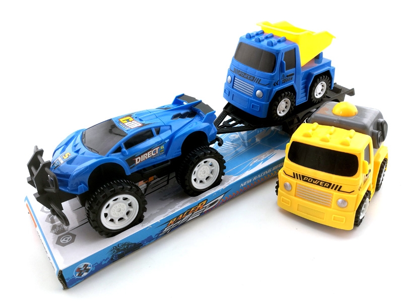 FRICTION TRUCK W/FRICTION CAR,RED/YELLOW/BLUE - HP1142625