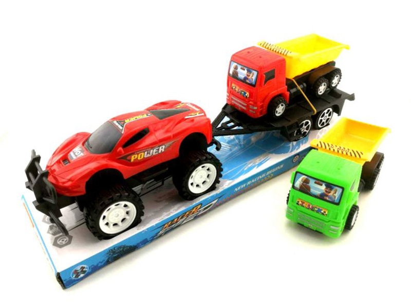 FRICTION TRUCK W/FRICTION CAR,RED/YELLOW/BLUE - HP1142628