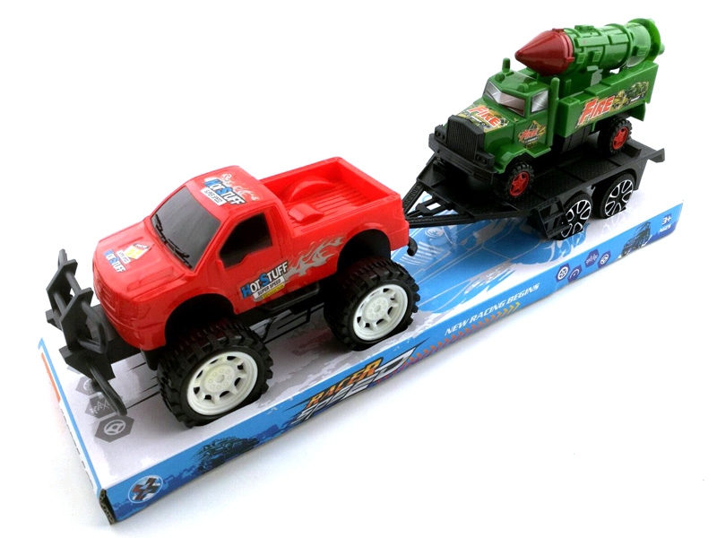 FRICTION TRUCK W/FRICTION CAR,RED/YELLOW/BLUE - HP1142633