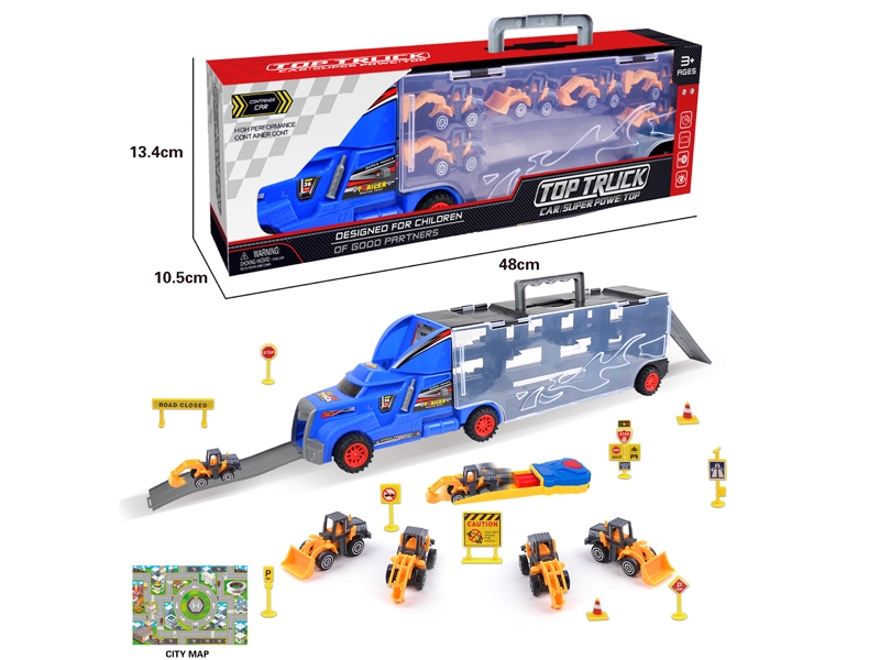 FREE WAY TRUCK W/6PCS FREE WAY CAR & ACCESSORIES,RED/YELLOW/BLUE - HP1145687
