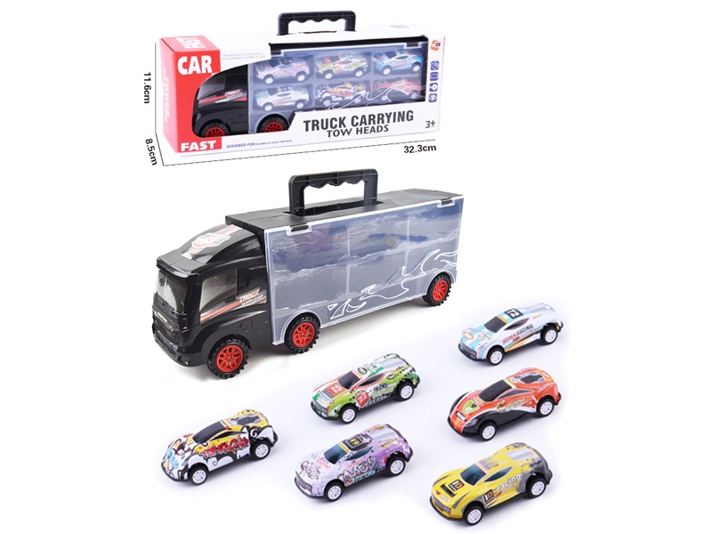 FREE WAY TRUCK W/6PCS PULL BACK DIE CAST CAR & ACCESSORIES - HP1145752