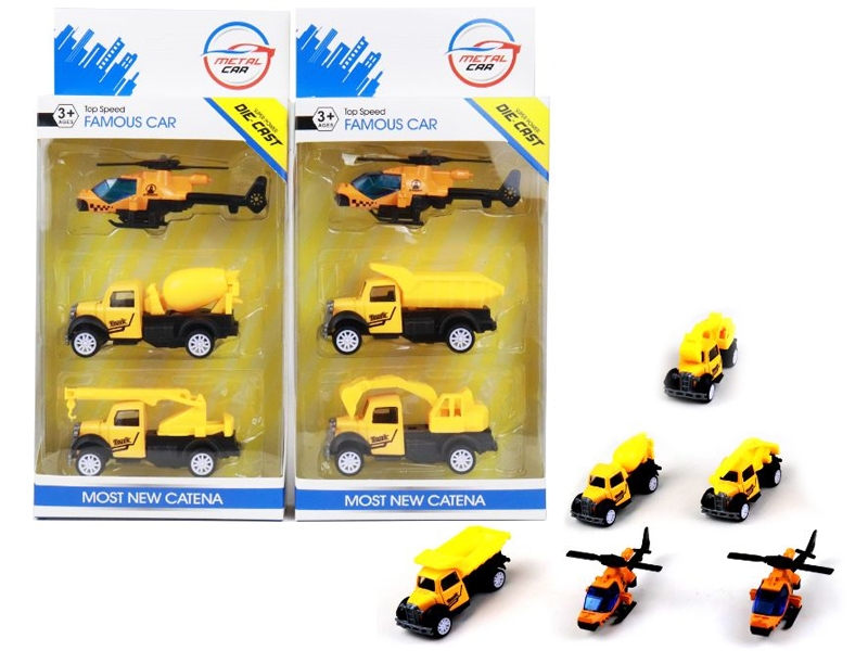 PULL BACK DIE CAST CONSTRUCTION CAR 3PCS - HP1145815