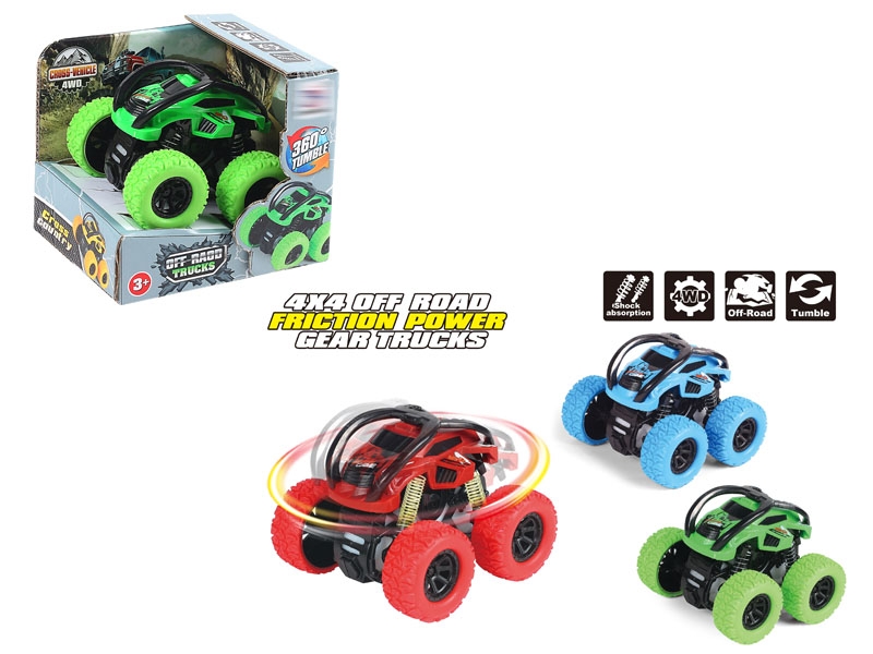 FRICTION STUNT CAR,RED/BLUE/YELLOW/GREEN - HP1146718