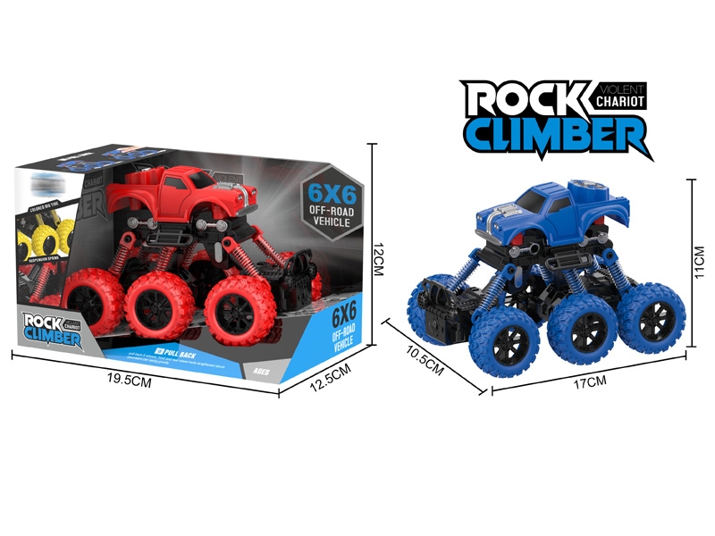 PULL BACK 4WD CLIMBLING CAR W/SHOCK ABSORBER,RED/BLUE - HP1146740