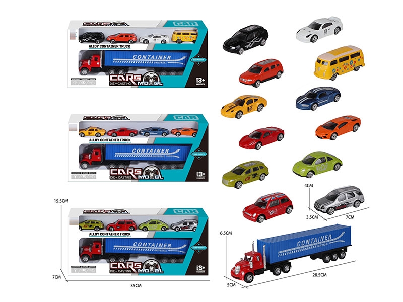 TOWING TANK TRUCK WITH ALLOY CARS 12 PCS - HP1148244