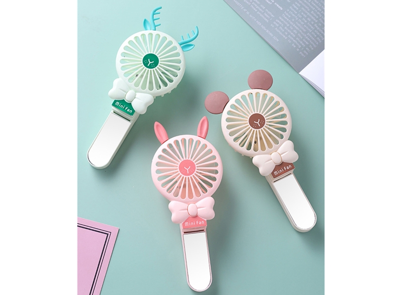 RECHARGEABLE FAN W/LIGHT, MIRROR & USB CABLE (3 COLORS) - HP1148470