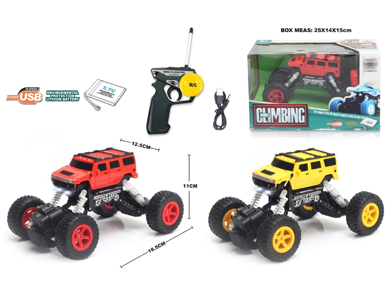 1:22 4 FUNCTION R/C CLIMBLING CAR W/LIGHT,RED/YELLOW,INCLUDED BATTERY - HP1148656