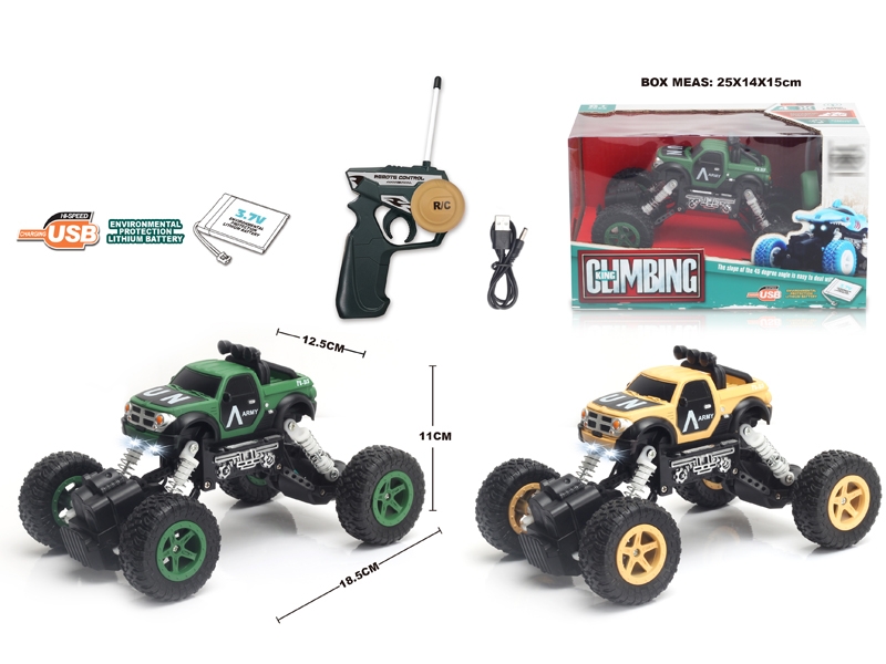 1:22 4 FUNCTION R/C CLIMBLING CAR W/LIGHT,ARMY GREEN/DESERT YELLOW,INCLUDED BATTERY - HP1148670