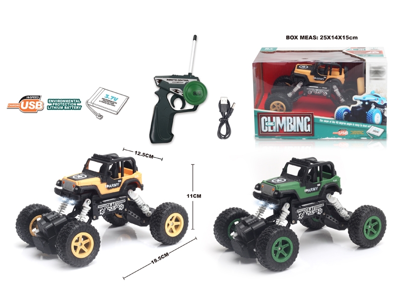 1:22 4 FUNCTION R/C CLIMBLING CAR W/LIGHT,ARMY GREEN/DESERT YELLOW,INCLUDED BATTERY - HP1148671