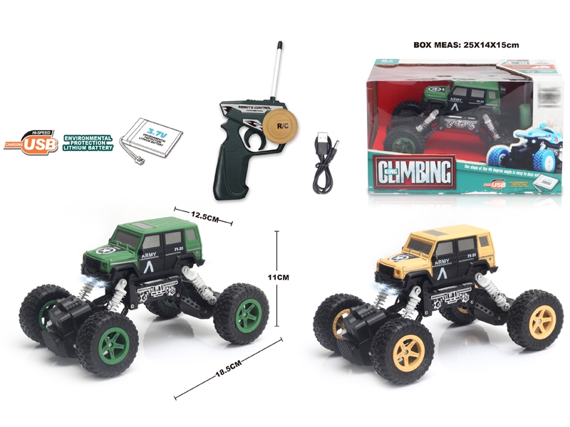 1:22 4 FUNCTION R/C CLIMBLING CAR W/LIGHT,ARMY GREEN/DESERT YELLOW,INCLUDED BATTERY - HP1148672